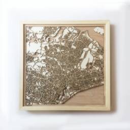 Singapore Wooden Map - Laser Cut City Streets, 3D Framed Wall Art - thumbnail 1