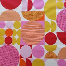 Curtain Valance Tablecloth Pink Red Yellow Abstract Rounds Figures Geometrical Spira Anita Fabric Scandinavian Design Table Linen Towel Gift - thumbnail 2
