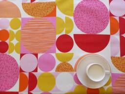 Curtain Valance Tablecloth Pink Red Yellow Abstract Rounds Figures Geometrical Spira Anita Fabric Scandinavian Design Table Linen Towel Gift