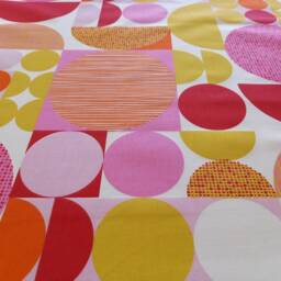 Curtain Valance Tablecloth Pink Red Yellow Abstract Rounds Figures Geometrical Spira Anita Fabric Scandinavian Design Table Linen Towel Gift - thumbnail 3