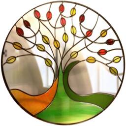 Round Tree Of Life Design Stained Glass Mirror - thumbnail 2
