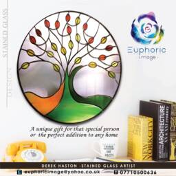 Round Tree Of Life Design Stained Glass Mirror - thumbnail 4
