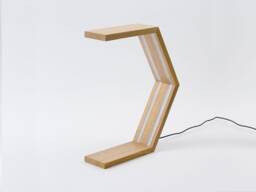 Hexagon Oak Wood Desk Lamp - Minimalist Led Bedside Lighting - thumbnail 1