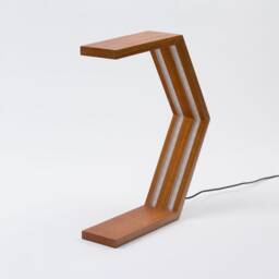 Hexagon Oak Wood Desk Lamp - Minimalist Led Bedside Lighting - thumbnail 2