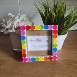 Rainbow Recycled Acrylic Button Square Photo Frame 4 X Inches