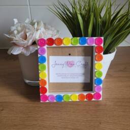 Rainbow Recycled Acrylic Button Square Photo Frame 4 X Inches - thumbnail 4