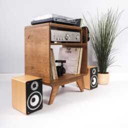 Vinyl Record Turntable Stand , Modern Player Table, Storage, Plywood Furniture, Wooden Hifi Cabinet - thumbnail 4