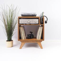Vinyl Record Turntable Stand , Modern Player Table, Storage, Plywood Furniture, Wooden Hifi Cabinet - thumbnail 2