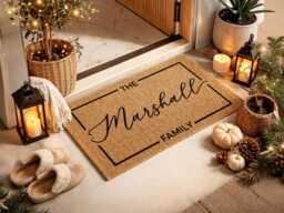 Personalized The Marshall Family Welcome Mat - Script Entry Decor New Home - thumbnail 1
