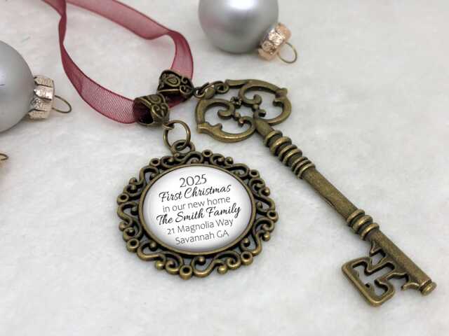 Personalized Our New Home Christmas Ornament, House First Apartment, 2025 Dated Ornament, Bronze - image 1