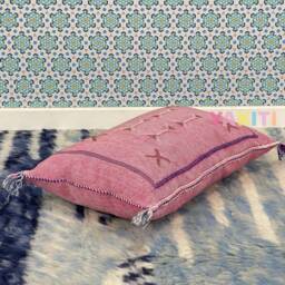 Yakiti-Pink Silk Moroccan Pillows, Aka Cactus Pillow, Decorative Pillows, Sabra Pillows, Moroccan Decor Designer Cactus - thumbnail 3