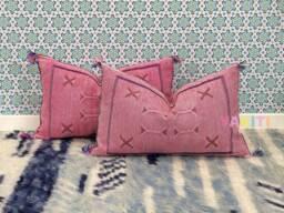 Yakiti-Pink Silk Moroccan Pillows, Aka Cactus Pillow, Decorative Pillows, Sabra Pillows, Moroccan Decor Designer Cactus - thumbnail 1