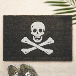 Pirate Flag Door Mat Skull & Crossbones Jolly Roger Doormat Indoor Front Welcome Entrance Coir - thumbnail 1