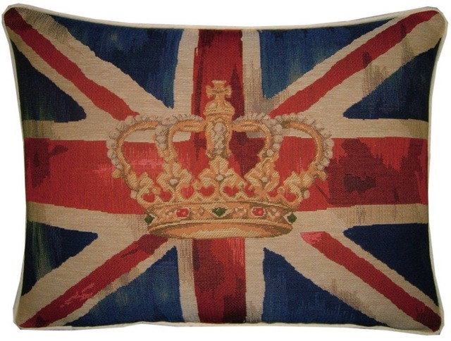 Union Jack Royal Blue Design 1 Oblong Tapestry Cushion Cover - image 1