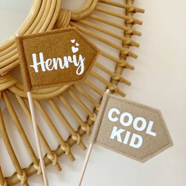 Custom Colour Personalised Flag - Mini Pennant Small Name Gift Kids Room Colourful Nursery Decor Party Bag Filler - image 1