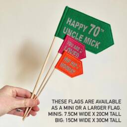 Custom Colour Personalised Flag - Mini Pennant Small Name Gift Kids Room Colourful Nursery Decor Party Bag Filler - thumbnail 2