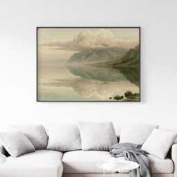 Mountain Lake Poster, Teal Reflection Wall Art, Vintage Landscape Print - thumbnail 2