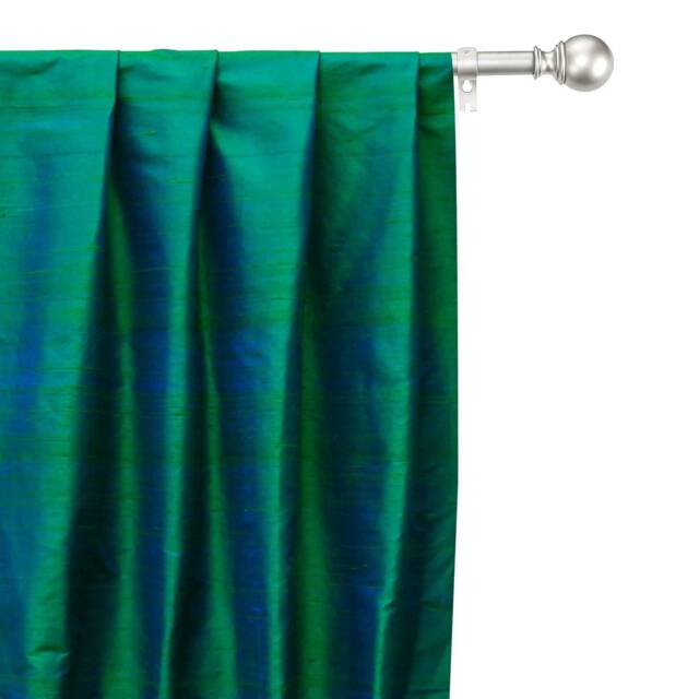 Peacock 100% Pure Silk Dupioni Curtain Panels - Rod Pocket, Grommet, Box Pleat, Three Pinch Tab Top & Plain Ring Top - image 1