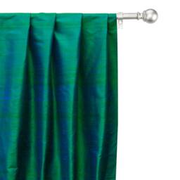 Peacock 100% Pure Silk Dupioni Curtain Panels - Rod Pocket, Grommet, Box Pleat, Three Pinch Tab Top & Plain Ring Top - thumbnail 1
