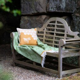 Bee Cushion Cover - Mustard Yellow Pure Wool Reversible Pillowcase 45 X 45cm/ 18 18 - thumbnail 3