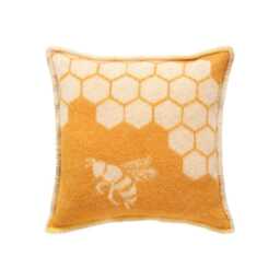 Bee Cushion Cover - Mustard Yellow Pure Wool Reversible Pillowcase 45 X 45cm/ 18 18 - thumbnail 2