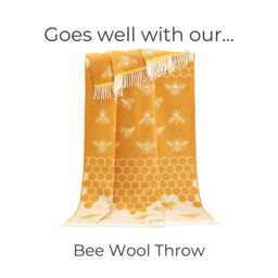 Bee Cushion Cover - Mustard Yellow Pure Wool Reversible Pillowcase 45 X 45cm/ 18 18 - thumbnail 4