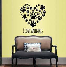 In-Style Decals Wall Vinyl Decal Home Decor Art Sticker I Love Animals Heart Paw Prints Pet Shop Grooming Salon Veterinary Mural Design 248 - thumbnail 1