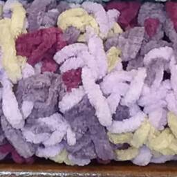 Chunky Chenille Throw, Handmade, Multicolored - thumbnail 4