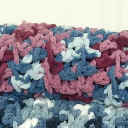 Chunky Chenille Throw, Handmade, Multicolored - thumbnail 2