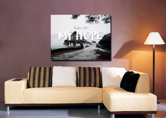 Psalm 397 My Hope Is in You Bible Verse Wall Art Canvas Scripture Home Decor Religious Framed Painting Gifts - image 1