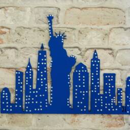 New York City Taxi Wooden Wall Art, Statue Of Liberty, Skyline Decor - thumbnail 2
