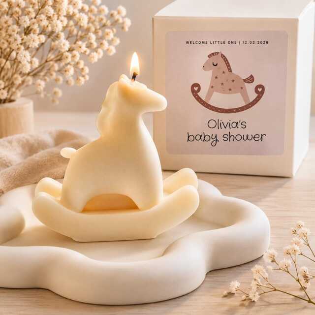Baby Shower Gifts - Rocking Horse Candle Gift Newborn Party Gender Reveal Birthday First - image 1