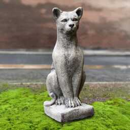 Large Sitting Cat Statue Concrete Kitty Figurine Outdoor Kitten Sculpture Cement Pet Ornament Memorial Decoration Garden Decor Yard Art - thumbnail 2