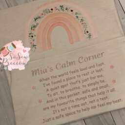 Personalised Pink Rainbow Sen Reading Pocket Cushion, Personalized Kids Gift , Story Book Cushion - thumbnail 1