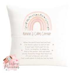 Personalised Pink Rainbow Sen Reading Pocket Cushion, Personalized Kids Gift , Story Book Cushion - thumbnail 2