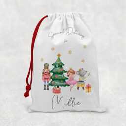 Personalised Christmas Sack, Nutcracker Ballerina Stocking Bag, Father Christmas, Present Eve Box - thumbnail 2