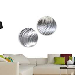 Metal Wall Art, Silver Sculpture, Modern Decor, Contemporary Round Hanging, Handcrafted - thumbnail 3