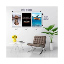 Mindset Is Everything - Motivational Office Wall Art Inspirational Mindset For Home Gym & Decor Set Of 3 - thumbnail 2