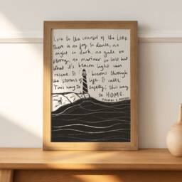 Look To The Lighthouse Of Lord/Thomas S Monson Bible Verse Wall Art Christian Recycled Card Kraft Or White - thumbnail 2