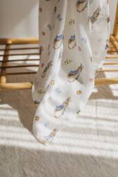 Organic Peter Rabbit Muslin Swaddle Easter Bunny Design, Soft Bamboo-Cotton Blend, Ideal Baby Gift