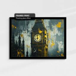 Big Ben Gold London City Landmark Abstract Oil Painting Framed Poster Print Or Canvas Wall Decor Art Bedroom Home Interior Gift - thumbnail 2