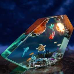 Mermaid & Sea Turtle Resin Lamp Ocean Led Night Light - thumbnail 1