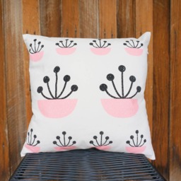 Cushion - 45cm Sq Decorative Throw Pillow // White Pink Flower - thumbnail 3