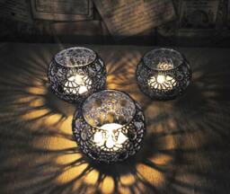 5 Wedding Candle Holders Votive Lace Table Centerpiece Set Of 5, Lighting, Navy Blue Decor, Party Decoration - thumbnail 1