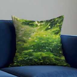 Green Rainforest Cushion Cover, Nature-Inspired Throw Pillow Case With Raindrop Effect, Botanical Jungle Leaves Design Fresh Spring Decor - thumbnail 3