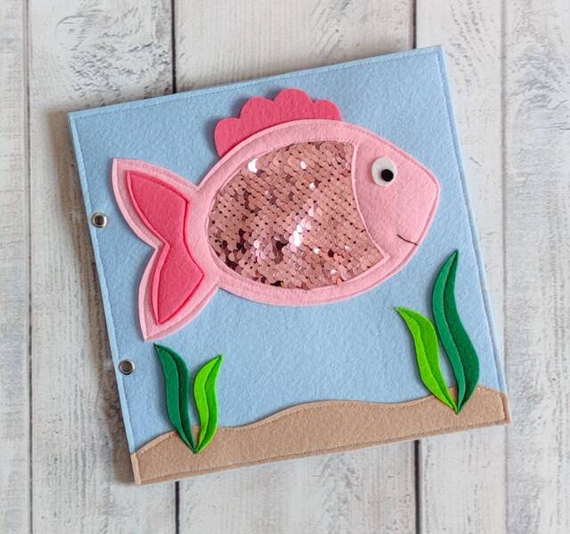 Montessori Quiet Book Page Felt Fish Activity Toy For Baby - image 1