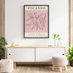 Picasso Exhibition Poster, Dance, Pink Vintage Art, Minimalist Body Line Drawing, Art Print, Bedroom Gift, A1/A2/A3/A4 - thumbnail 3