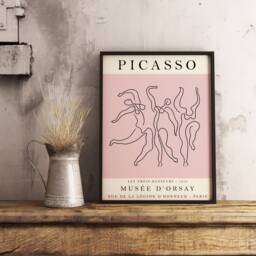 Picasso Exhibition Poster, Dance, Pink Vintage Art, Minimalist Body Line Drawing, Art Print, Bedroom Gift, A1/A2/A3/A4 - thumbnail 2