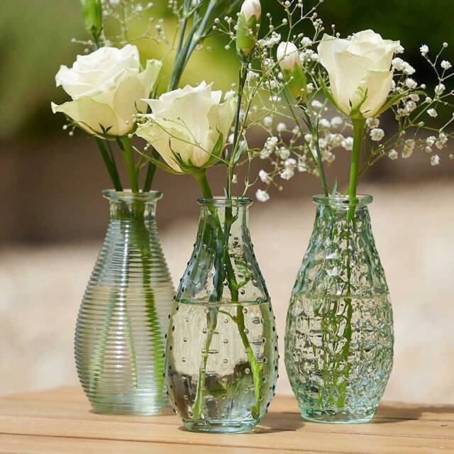 Botanical Glass Bud Vases Patterned Flower Bottles, Set Of 3 - image 1