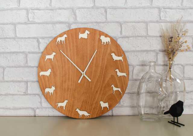 Dog Clock With Different Breeds Set1 - Family Gift Pet Lovers Wall Hanging Wood Vet Clini?? Decor - image 1